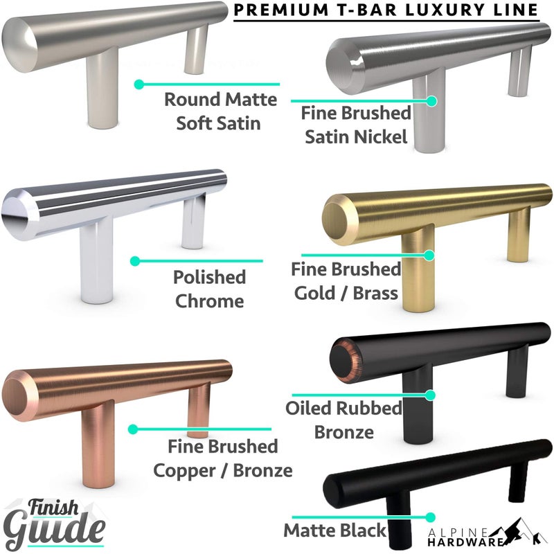 ALPINE HARDWARE Premium Solid Euro Style Bar Handle Pull-25Pack ~3.75 inch Hole Center & 6 1/8 inch Length-Heavy Stainless Steel Bar Handle W/ Polished Chrome Finish-American Owned Cabinet Hardware - Image 5